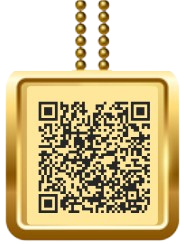 Medical ID necklace with a QR code.