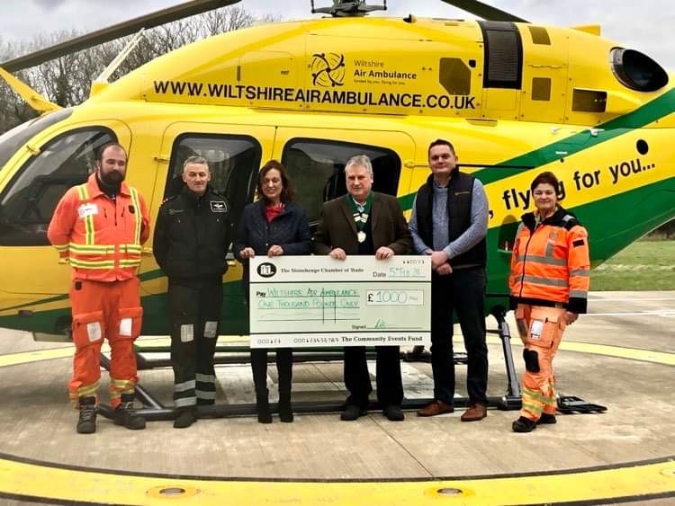 The Stonehenge Chamber of Trade donate to the Air Ambulance.